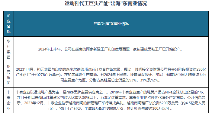 与发展前景预测报告（2024-2031年）球王会体育中国运动鞋代工行业现状深度研究(图6)